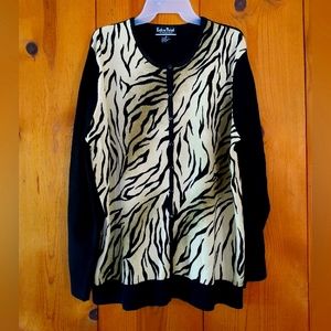 Extra Point Knit Animal Print Cardigan